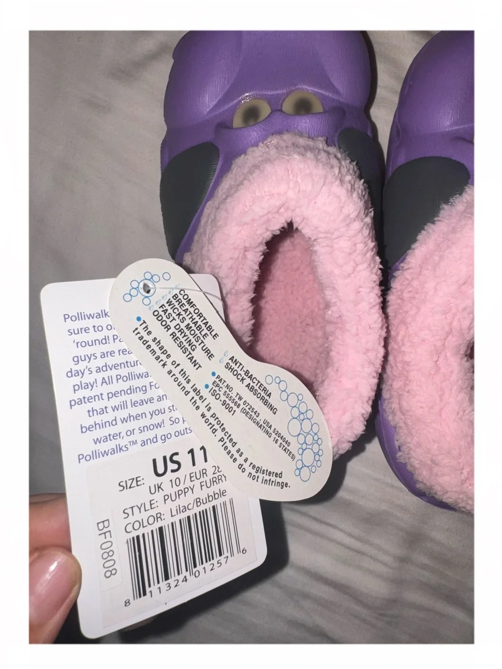 2008 Polliwalks Kids Purple Dog Slippers